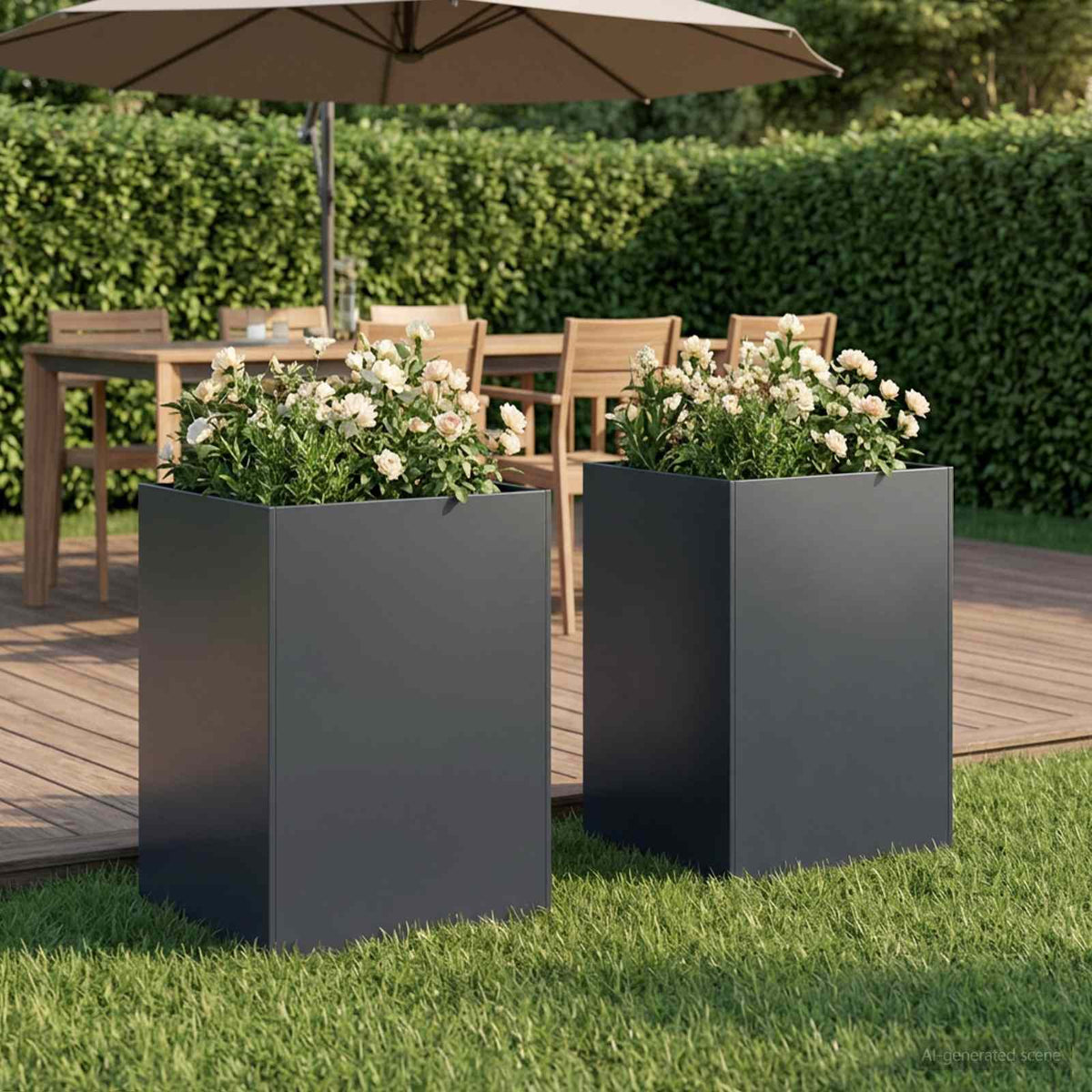 Garden Planter 2 pcs Anthracite Depth 40 cm 40 cm 75 cm