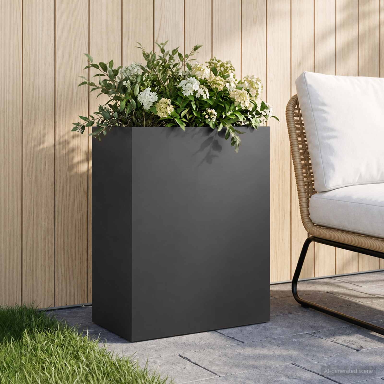 vidaXL Garden Planter Black 40 x 20 x 50 cm Cold-rolled Steel 1