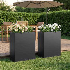 vidaXL Garden Planter Cold-rolled Steel 2 pcs Black Depth 20 cm
