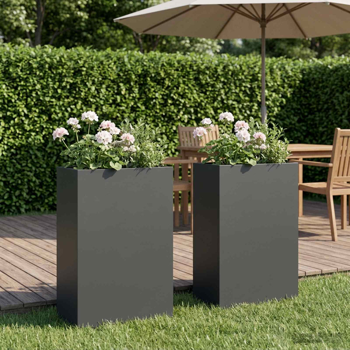 vidaXL Garden Planter 2 pcs Anthracite Depth 20 cm