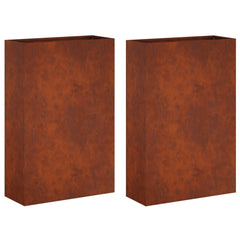 vidaXL Garden Planter 2 pcs Rusty 40 x 20 x 75 cm Weathering Steel 2