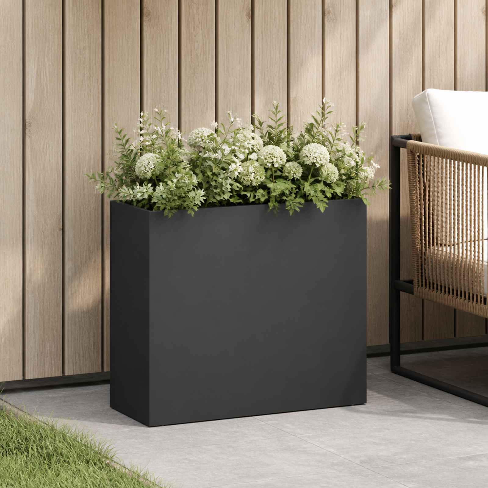 vidaXL Garden Planter Black 50 x 20 x 40 cm Cold-rolled Steel 1