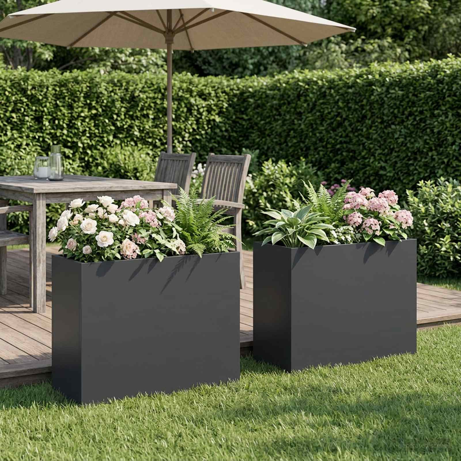 vidaXL Garden Planter 2 pcs Anthracite 50 x 20 x 40 cm 1
