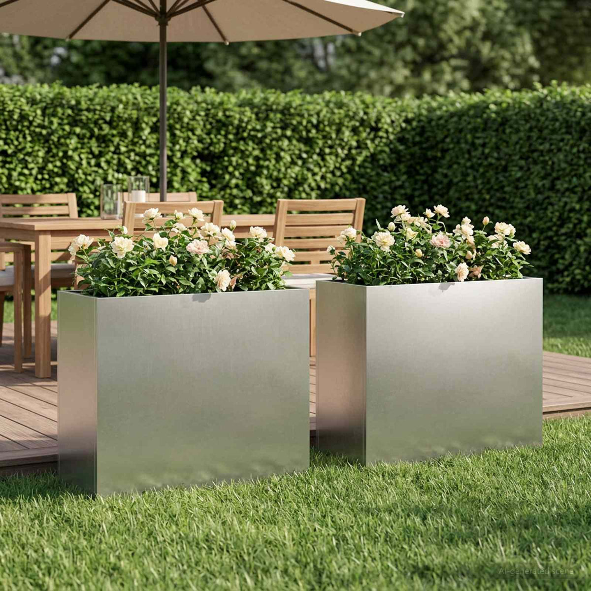 Garden Planter Silver 2 pcs Stainless Steel Depth 20 cm 50 cm 40 cm