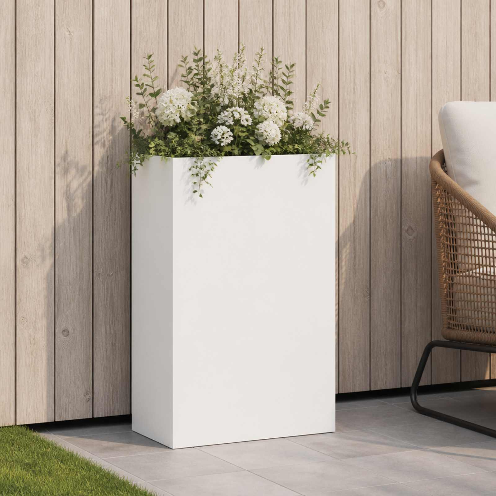vidaXL Garden Planter White 50 x 20 x 75 cm Cold-rolled Steel 1