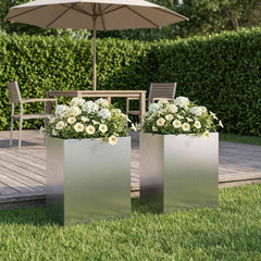 Garden Planter Silver Stainless Steel Depth
