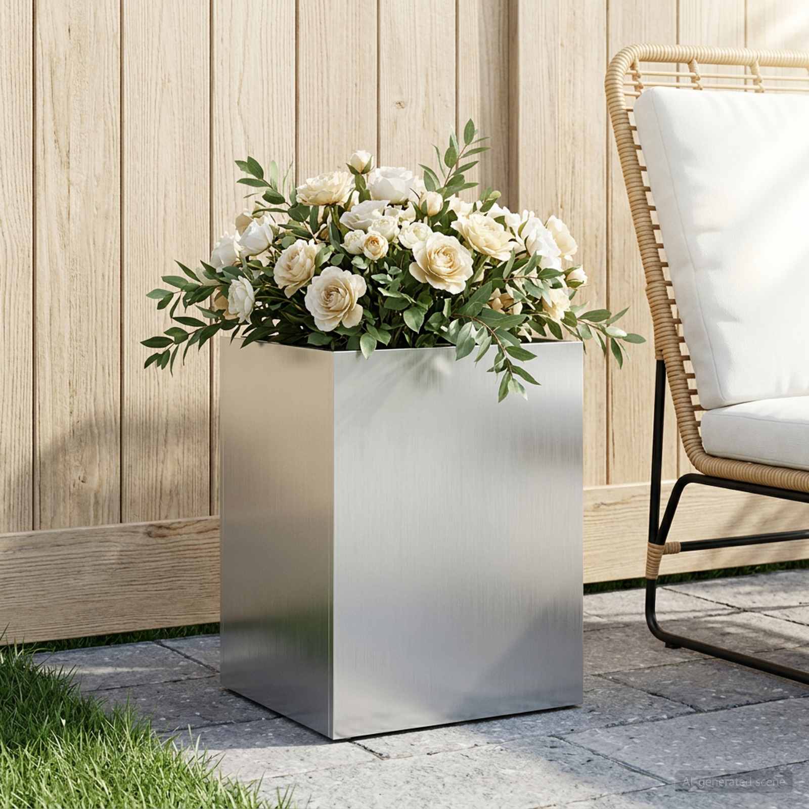 vidaXL Garden Planter Silver 40 x 30 x 40 cm Galvanised Steel 1