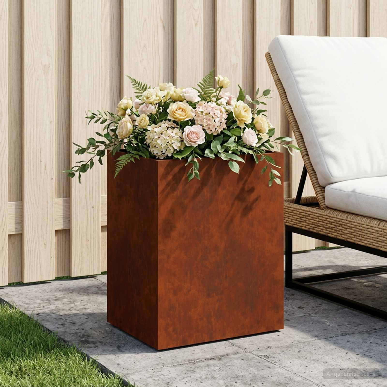 vidaXL Garden Planter Rusty 40 x 30 x 40 cm Weathering Steel 1