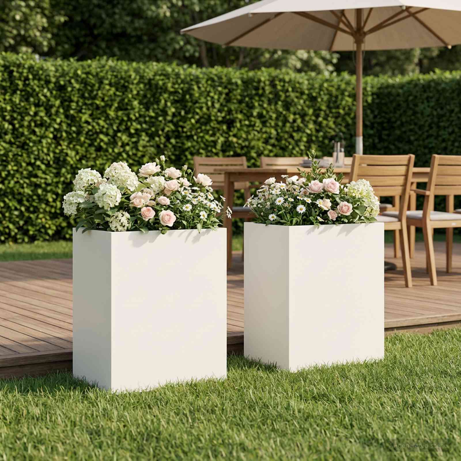 vidaXL Garden Planter 2 pcs White 40 x 30 x 50 cm Cold-rolled Steel 1