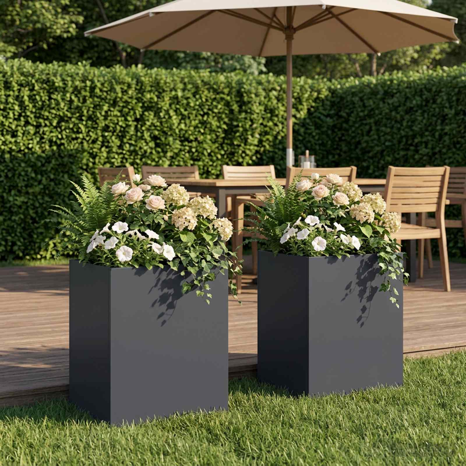 vidaXL Garden Planter 2 pcs Anthracite 40 x 30 x 50 cm 1