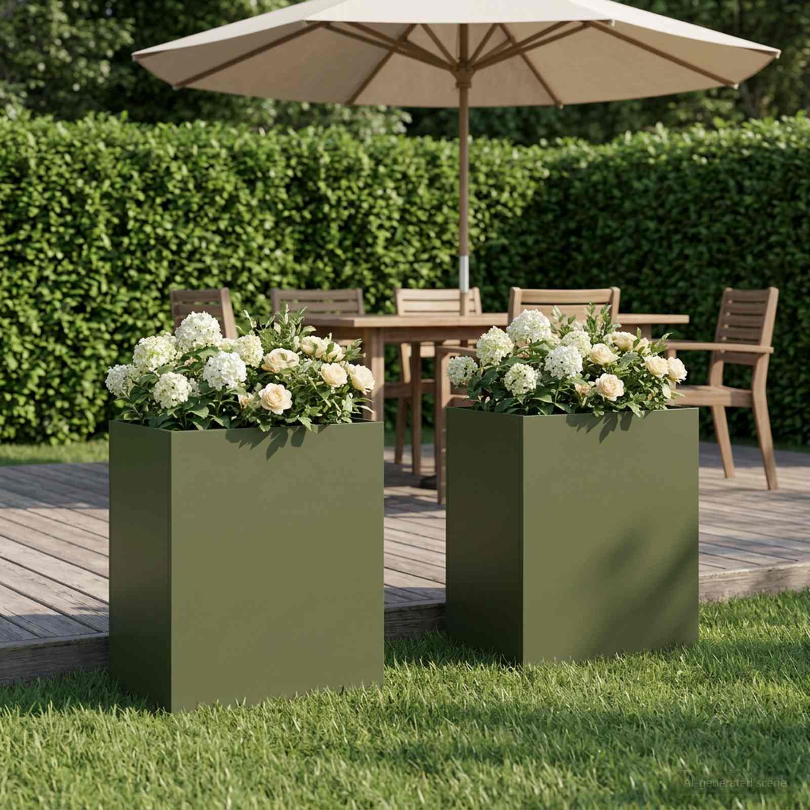 vidaXL Garden Planter 2 pcs Olive Green 40 x 30 x 50 cm 1