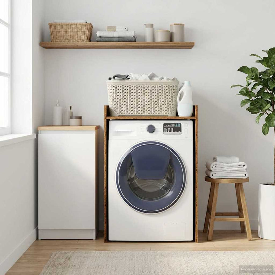 Wash Machine Cabinet Old Wood Engineered Wood