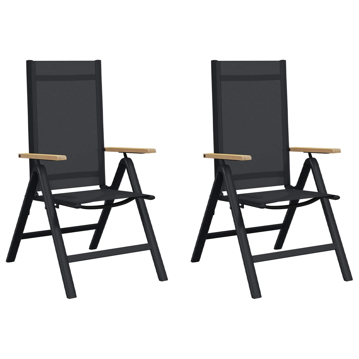 vidaXL Reclining Garden Chairs 2 pcs Black Textilene 2