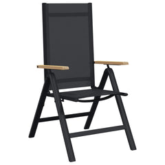vidaXL Reclining Garden Chairs 2 pcs Black Textilene 4