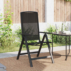 vidaXL Reclining Garden Chairs 2 pcs Black Textilene 3