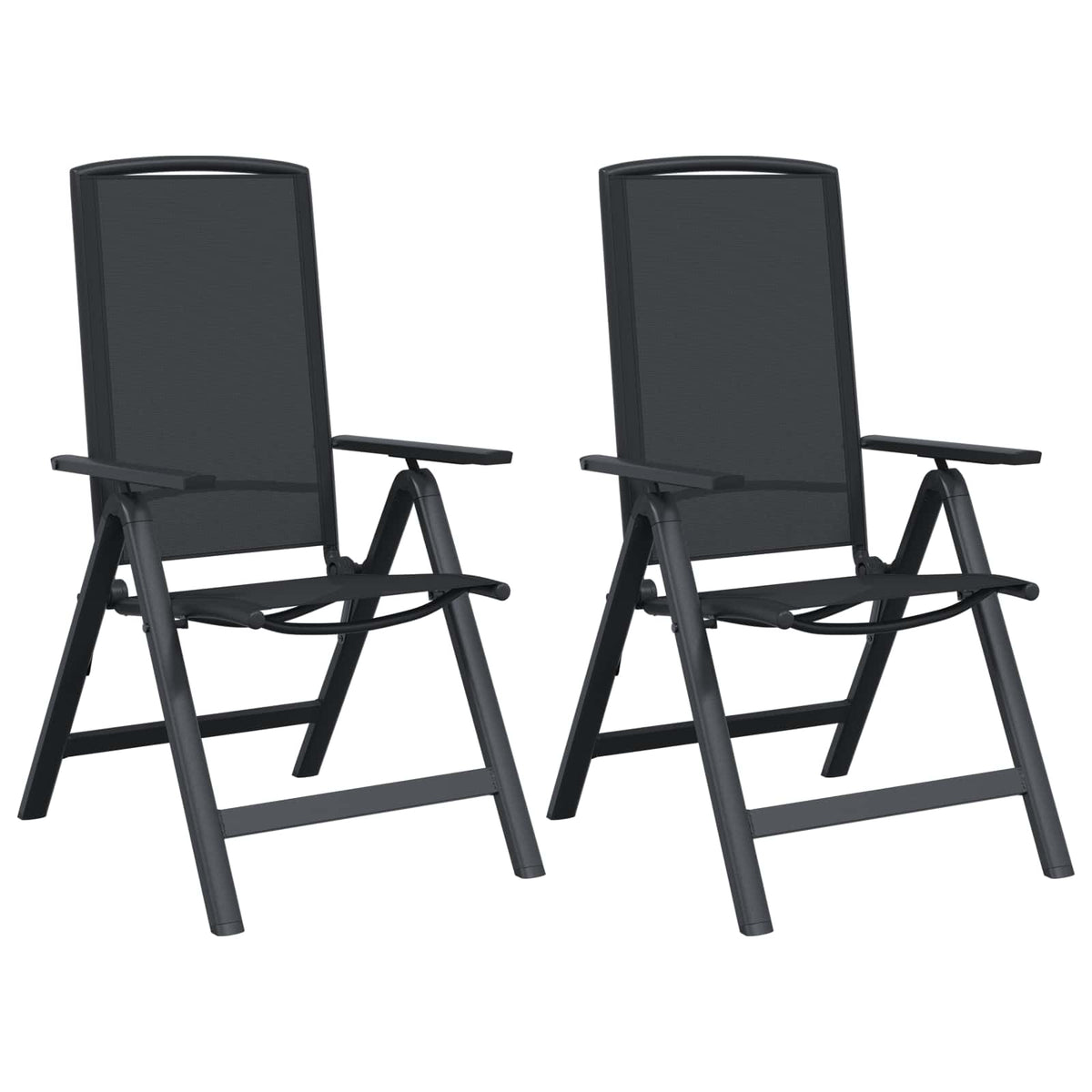 vidaXL Reclining Garden Chairs 2 pcs Black Textilene 2