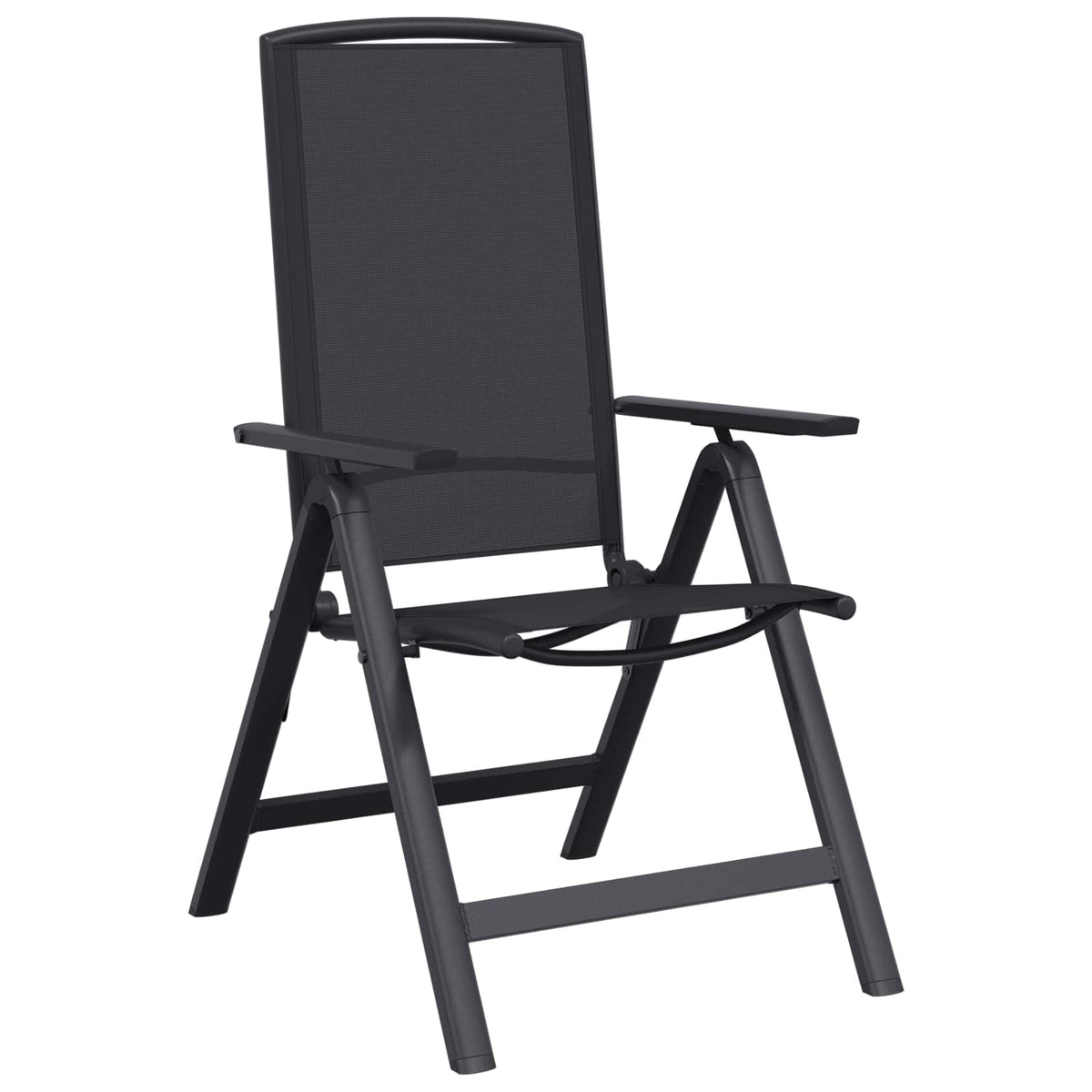 vidaXL Reclining Garden Chairs 2 pcs Black Textilene 4