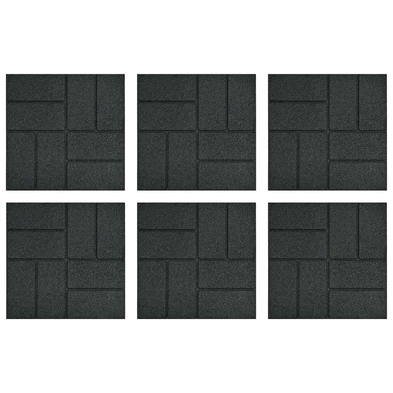 vidaXL Stepping Stone 6 pcs Black 40.5 x 40.5 x 2 cm Rubber 2