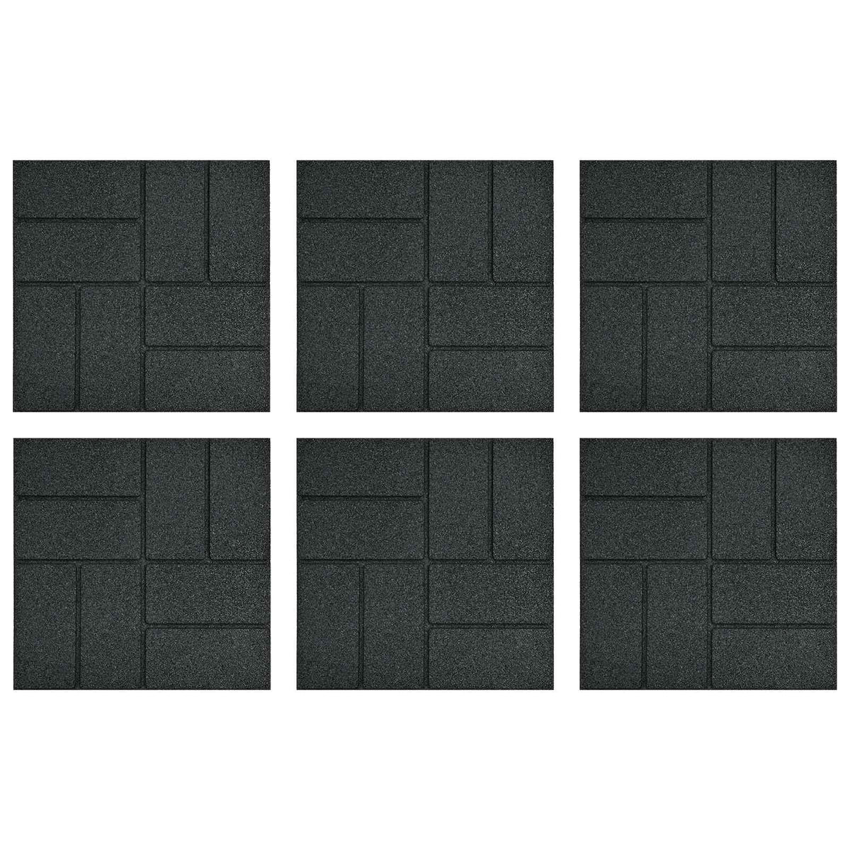 Stepping Stone 6 pcs 40.5 x 40.5 x 2 cm Rubber Black