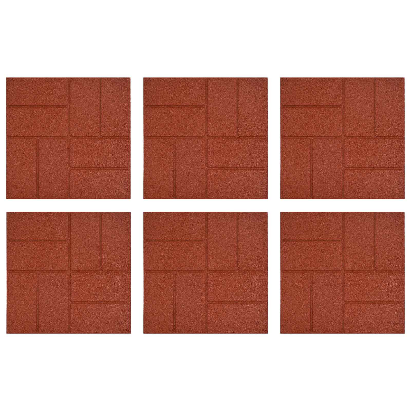 vidaXL Stepping Stone 6 pcs Red 40.5 x 40.5 x 2 cm Rubber 2
