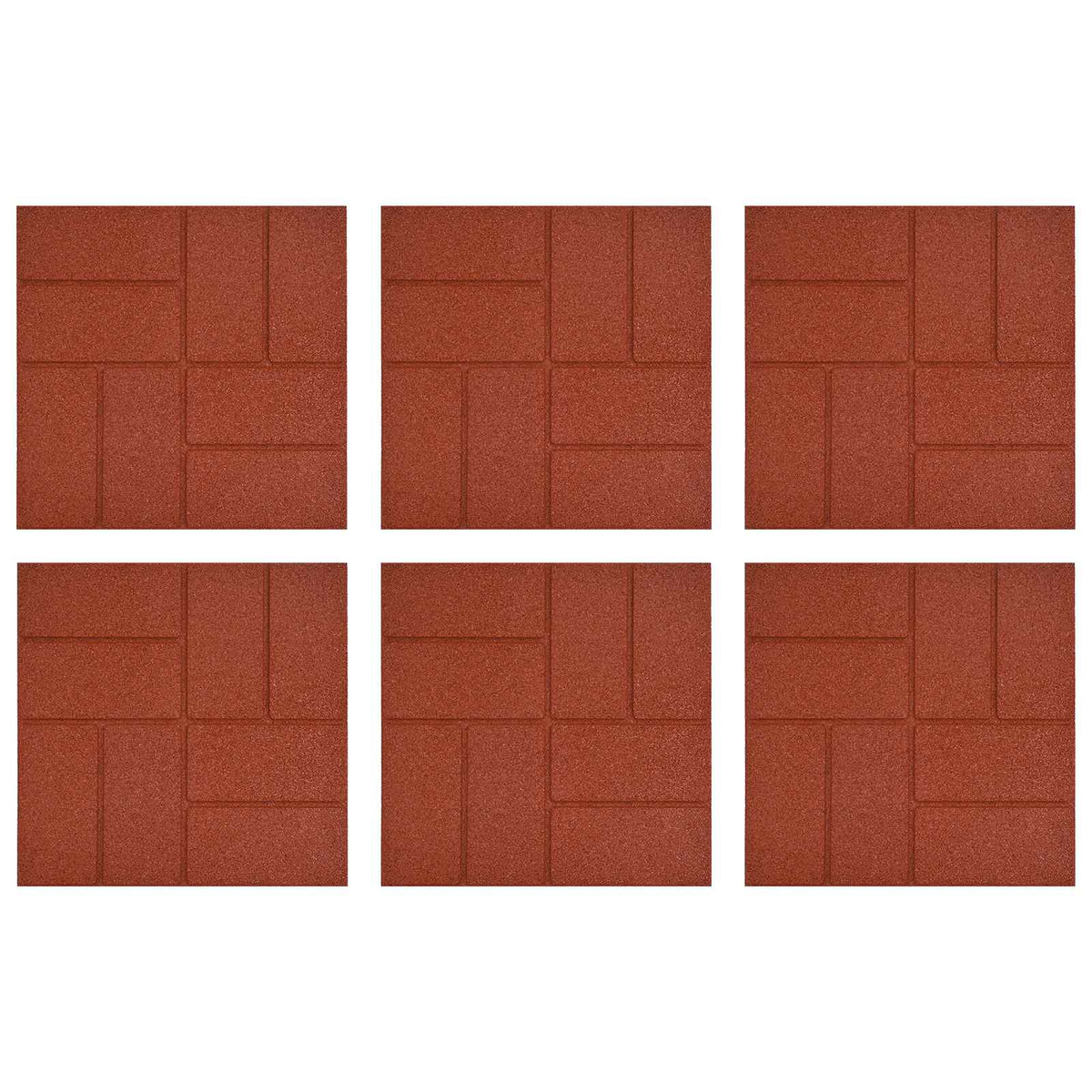 Stepping Stone 6 pcs 40.5 x 40.5 x 2 cm Rubber Red