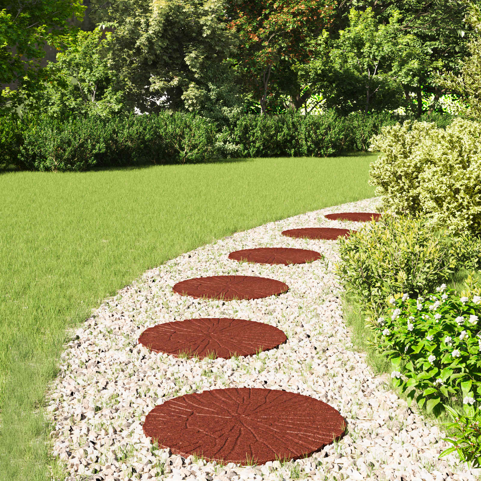 vidaXL Stepping Stone 6 pcs Red Ø 45 x 1.8 cm Rubber 1