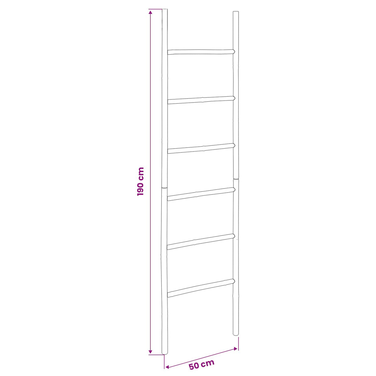 vidaXL Blanket Ladder Black 50 x 190 cm Bamboo 4