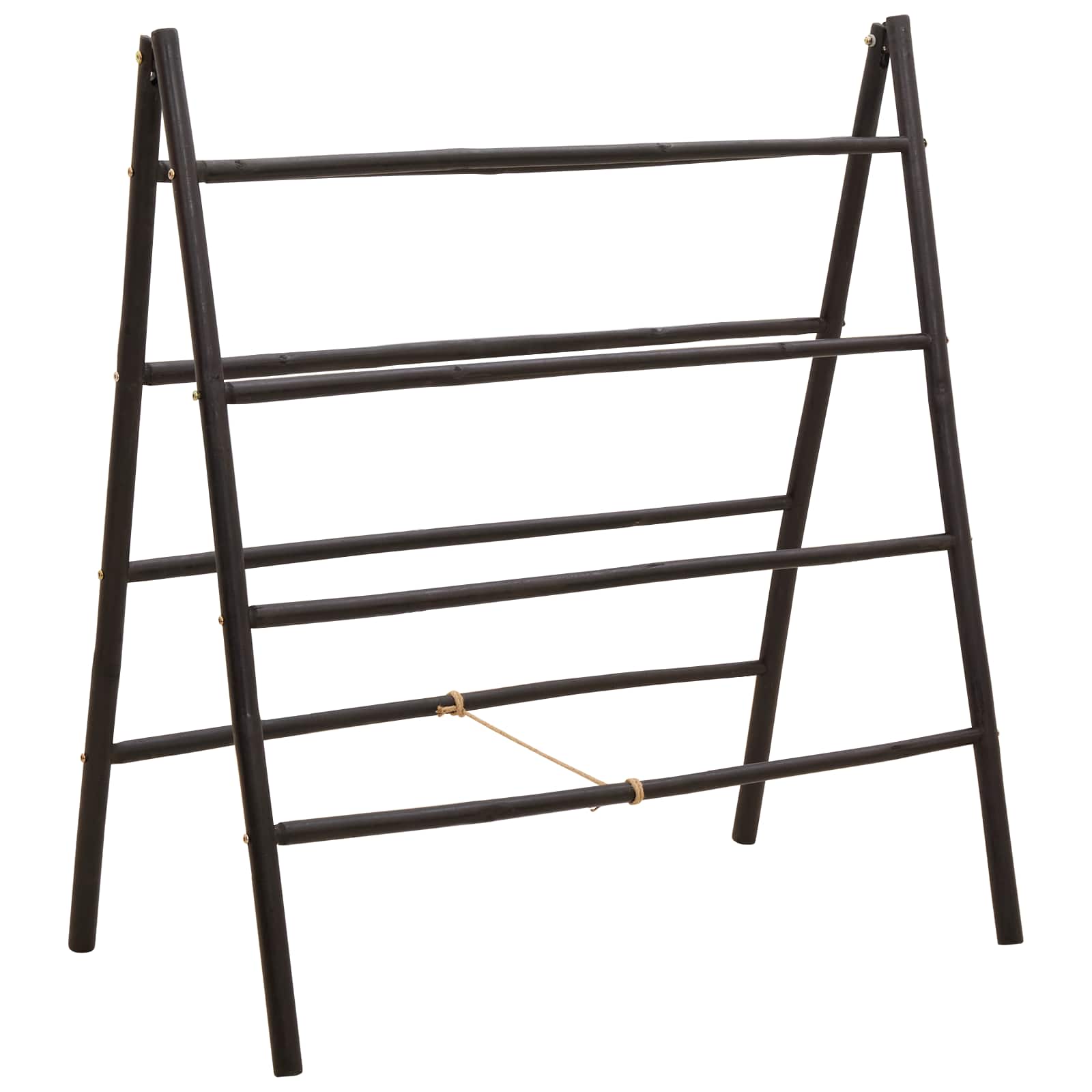 vidaXL Double-Sided Blanket Ladder Black 90 x 50 x 100 cm Bamboo 2