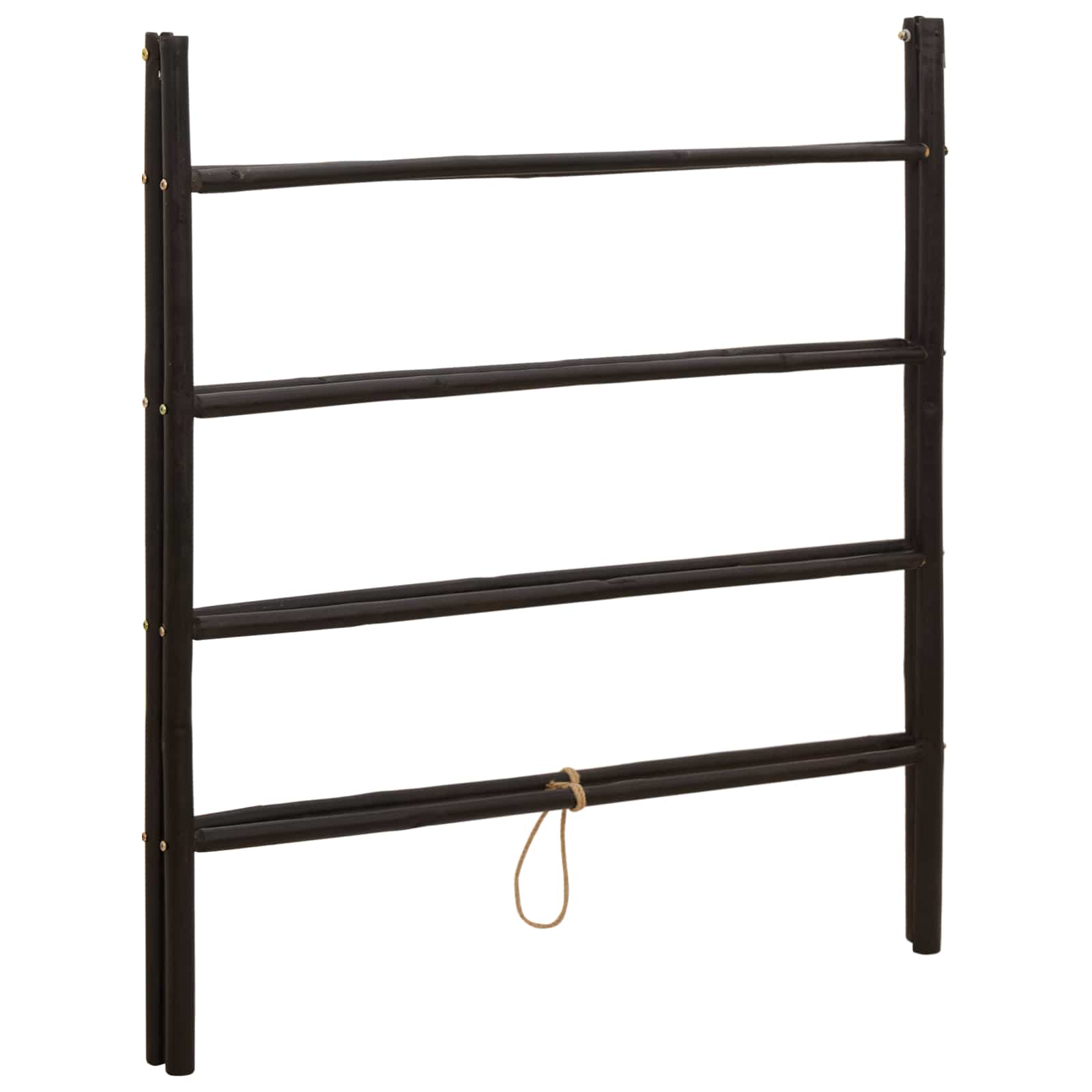 vidaXL Double-Sided Blanket Ladder Black 90 x 50 x 100 cm Bamboo 3