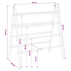 vidaXL Double-Sided Blanket Ladder Black 90 x 50 x 100 cm Bamboo 5