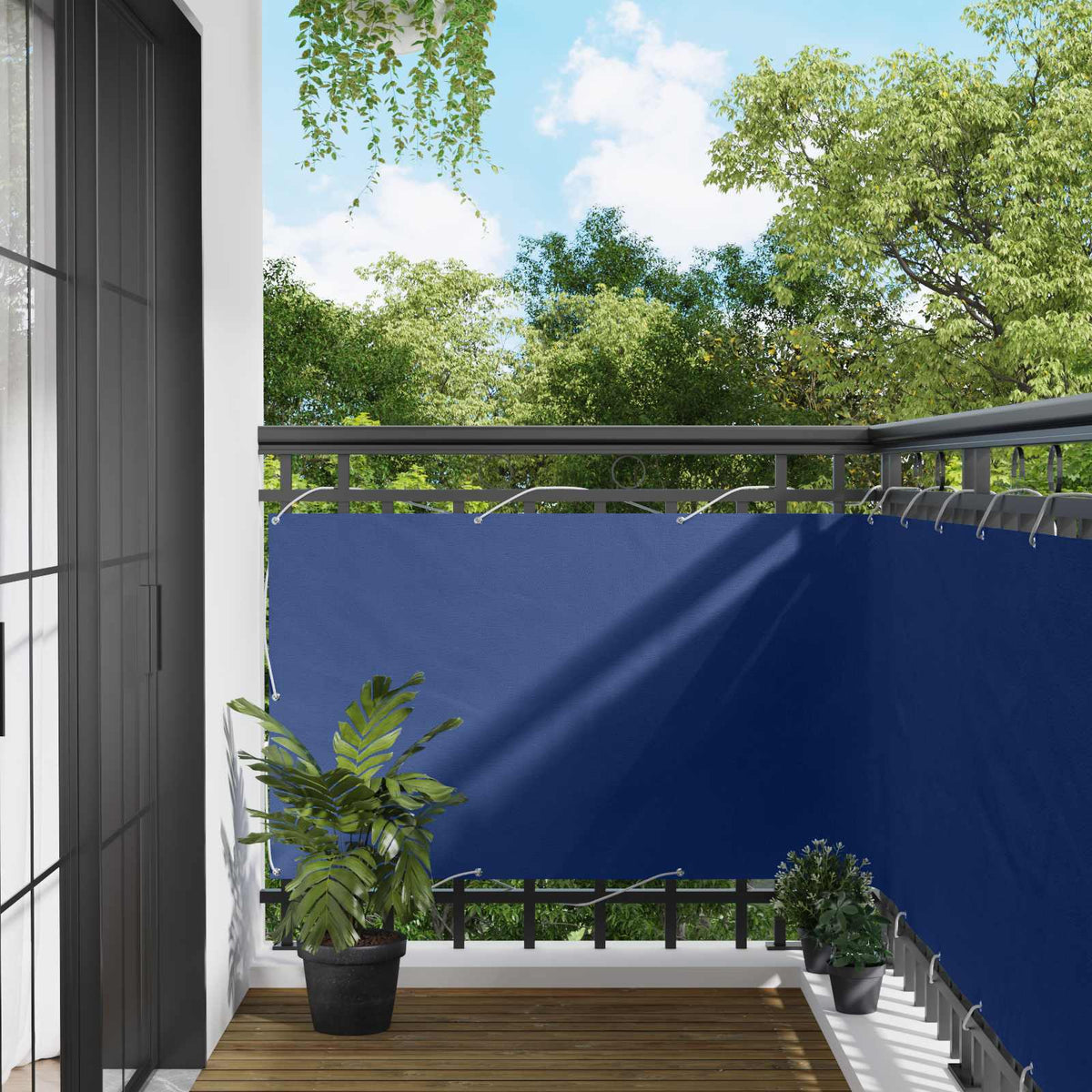 vidaXL Balcony Screen Rectangular 100 x 800 cm Oxford Fabric Blue 1