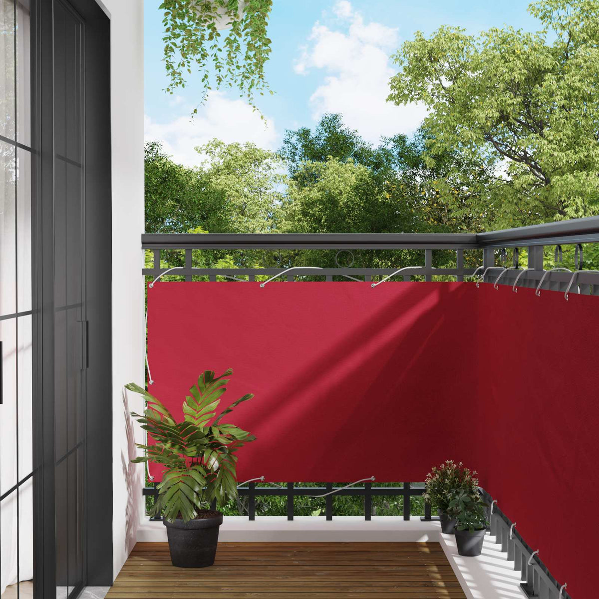 Balcony Screen 100 x 800 cm Oxford Fabric Rectangular Width 100 cm Drop 800 cm Red