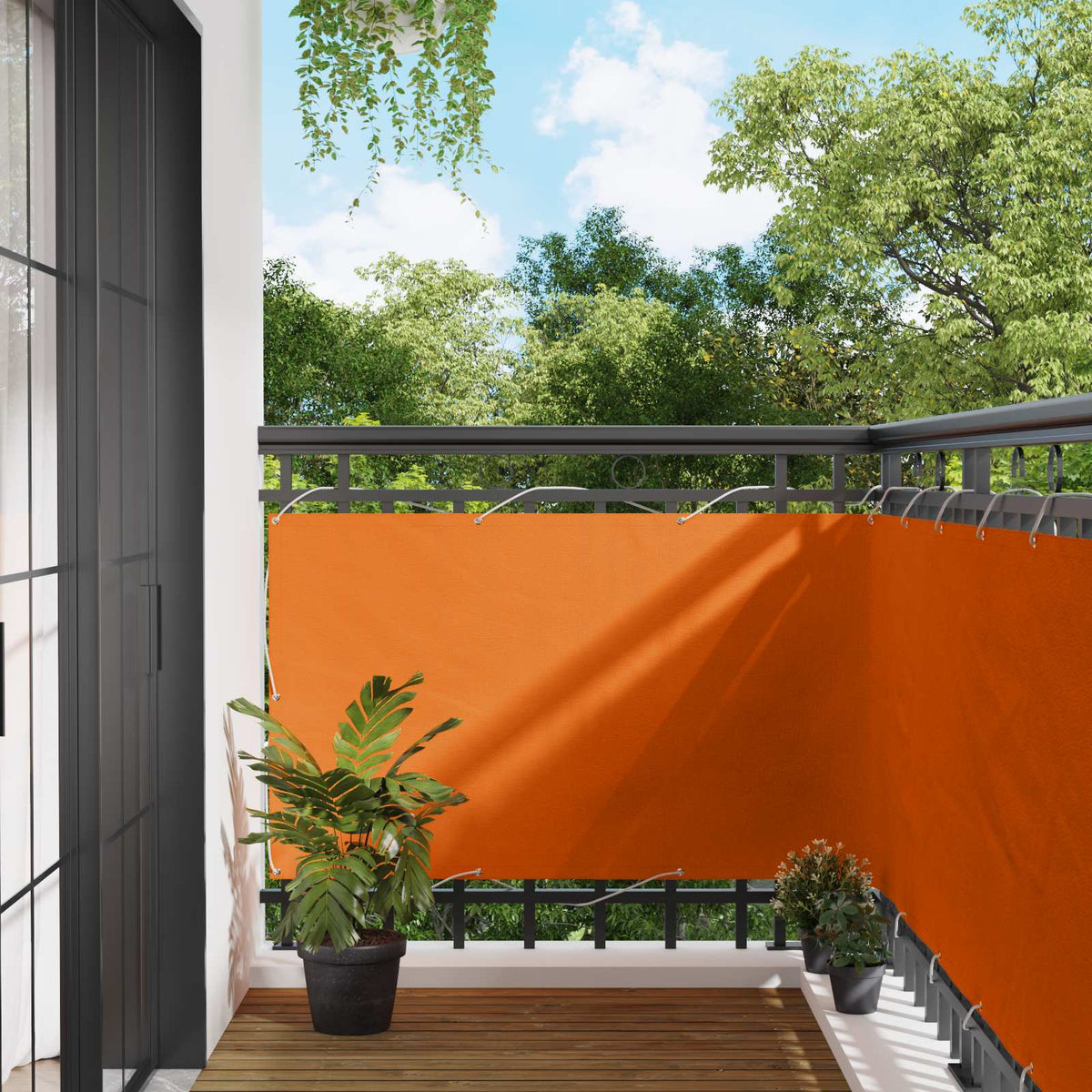 vidaXL Balcony Screen 100 x 800 cm Oxford Fabric Rectangular Orange 1