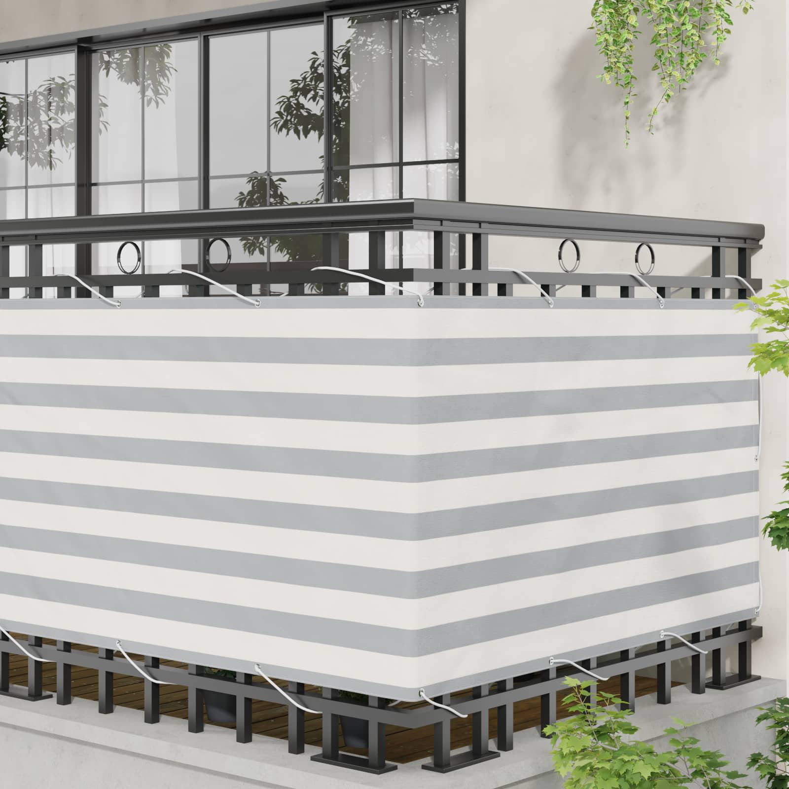 vidaXL Balcony Screen 90 x 1000 cm Oxford Fabric Rectangular 3