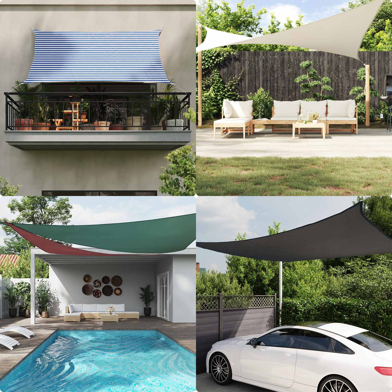 vidaXL Sun Shade Sail Blue and White 2.5 x 5 m 100% Polyester Oxford 3