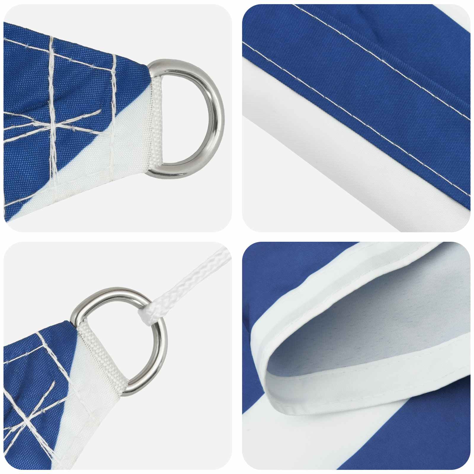 vidaXL Sun Shade Sail Blue and White 8 x 6 m 100% Polyester Oxford 4