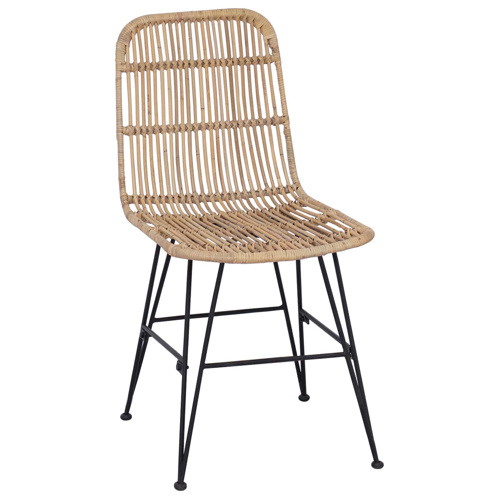 vidaXL Dinning Chair 2 pcs Rattan and Steel Natural 41 x 55 x 85 cm 4