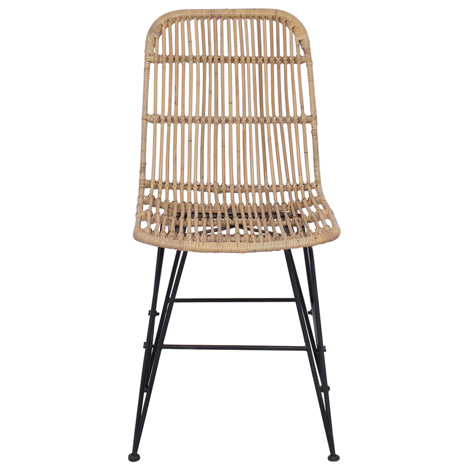 vidaXL Dinning Chair 2 pcs Rattan and Steel Natural 41 x 55 x 85 cm 5