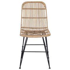 vidaXL Dinning Chair 2 pcs Rattan and Steel Natural 41 x 55 x 85 cm 5