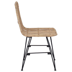 vidaXL Dinning Chair 2 pcs Rattan and Steel Natural 41 x 55 x 85 cm 6