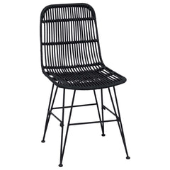 vidaXL Dinning Chair 2 pcs Rattan and Steel Black 41 x 55 x 85 cm 4