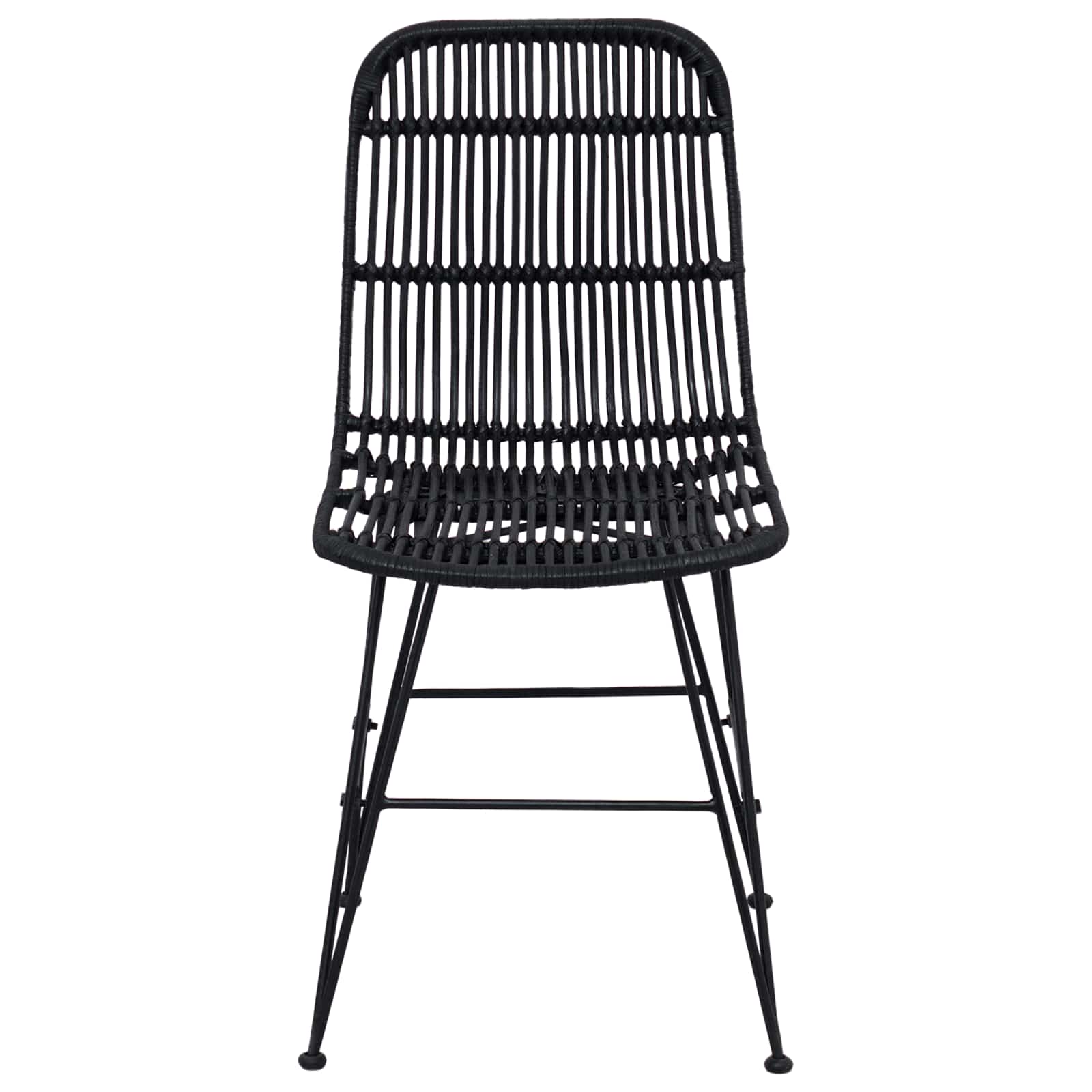vidaXL Dinning Chair 2 pcs Rattan and Steel Black 41 x 55 x 85 cm 5