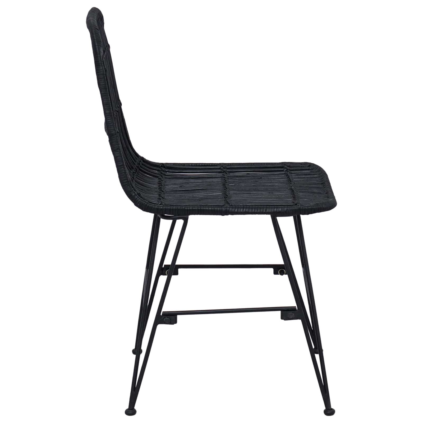 vidaXL Dinning Chair 2 pcs Rattan and Steel Black 41 x 55 x 85 cm 6