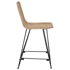 Bar Stool 2 pcs 44 x 54 x 96 cm Rattan and Steel Natural