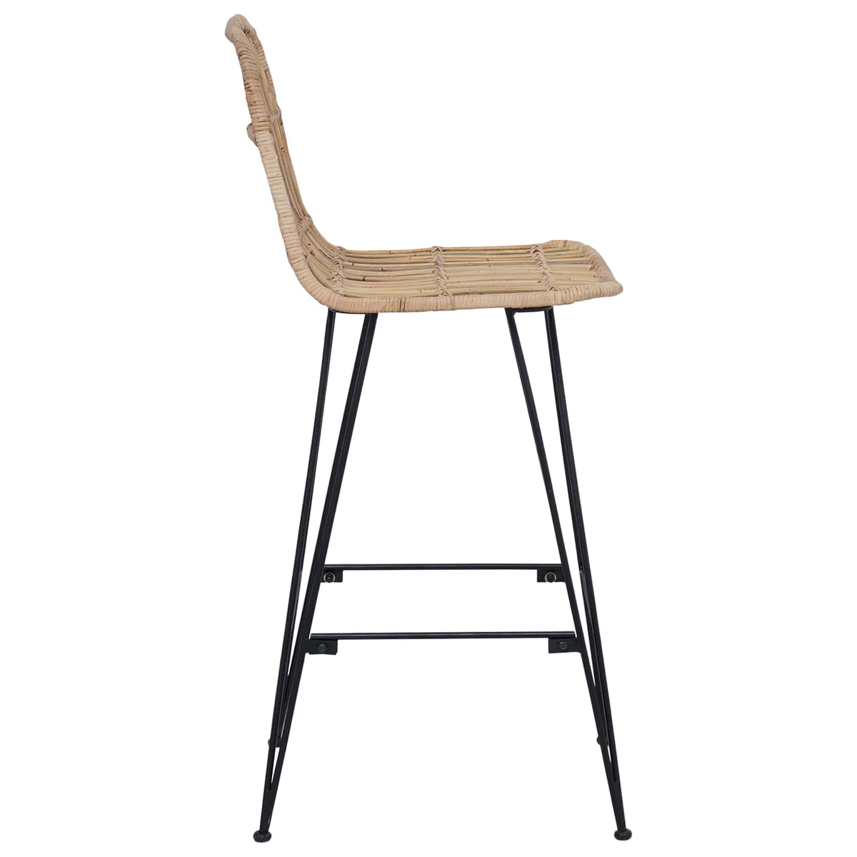 Bar Stool 2 pcs 44 x 55 x 109 cm Rattan and Steel Natural