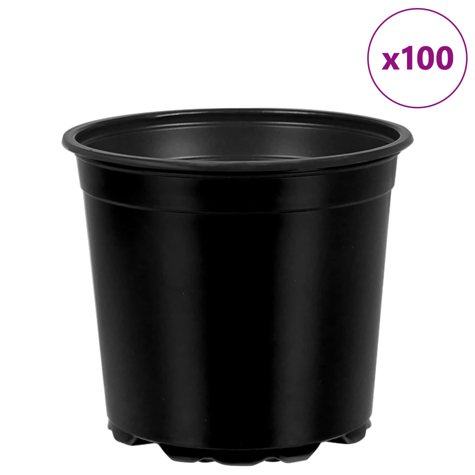 vidaXL Round Flower Pot 100 pcs Black Ø 15 x 13 cm Plastic 4