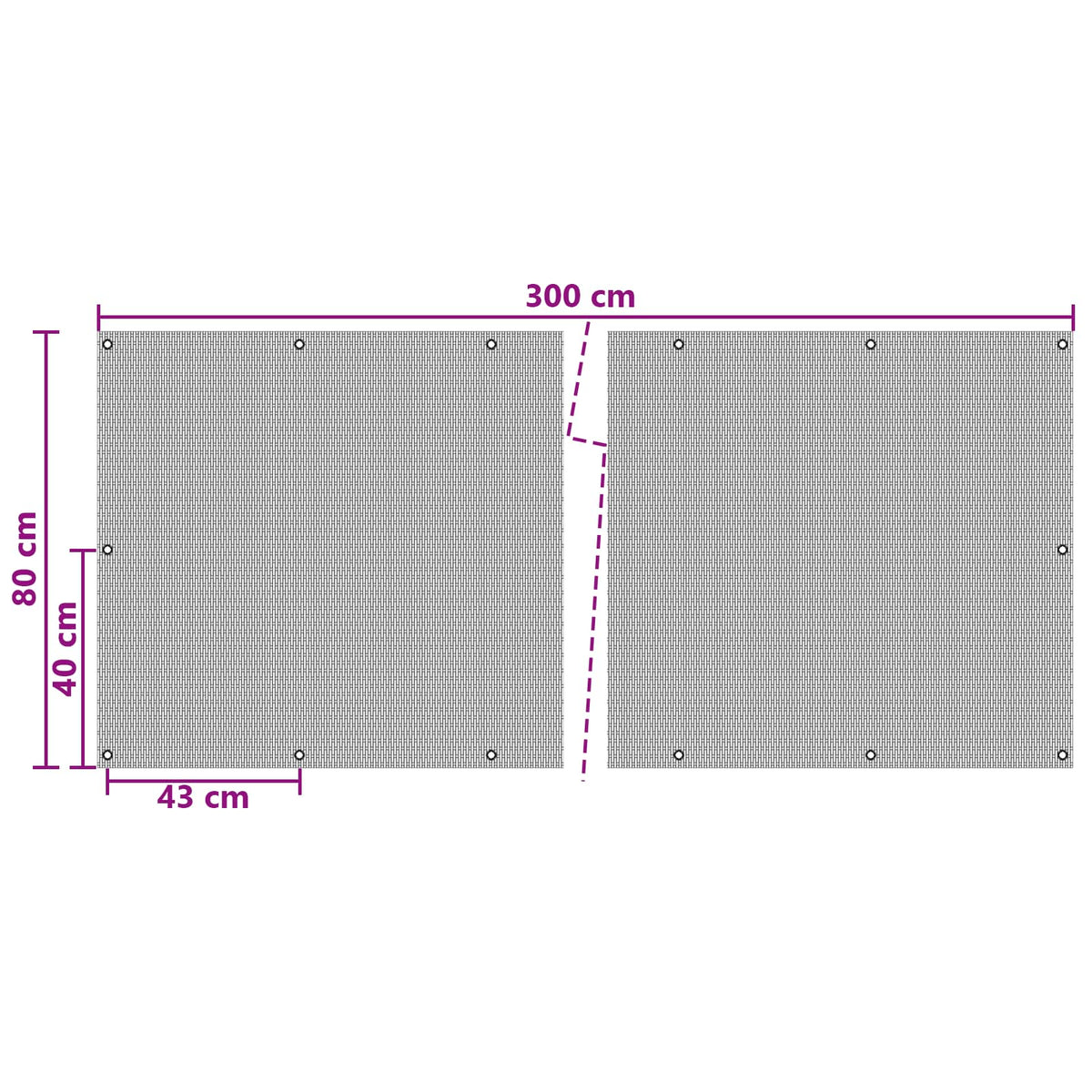 vidaXL Balcony Screen with Eyelets 300 x 80 cm Poly Rattan Anthracite 5