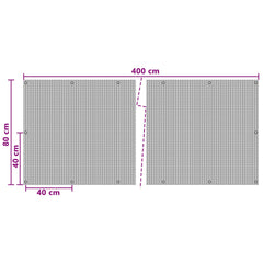 vidaXL Balcony Screen with Eyelets 400 x 80 cm Poly Rattan Anthracite 5