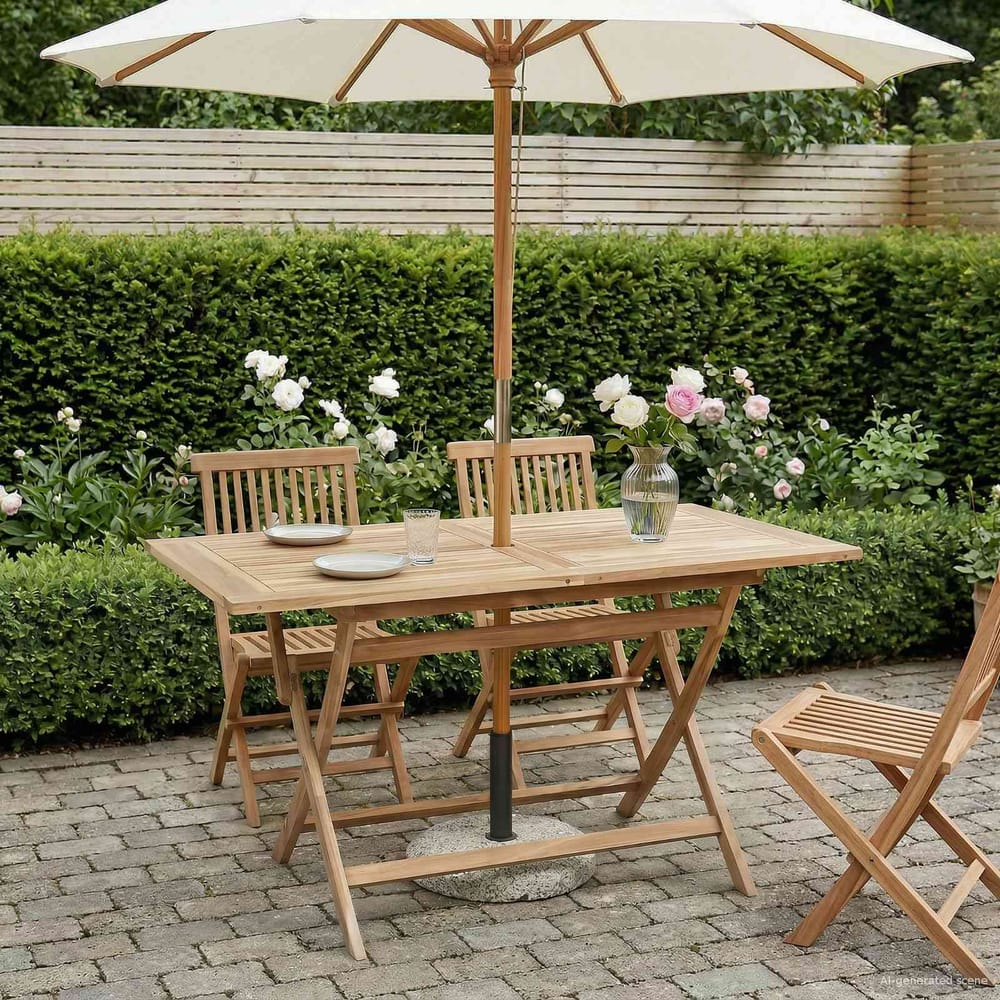 vidaXL Folding Garden Table Natural 120 x 70 x 75.5 cm Solid Teak Wood 1