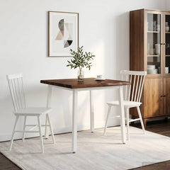 Dining Table Solid Acacia Wood Live Edge Dark brown white